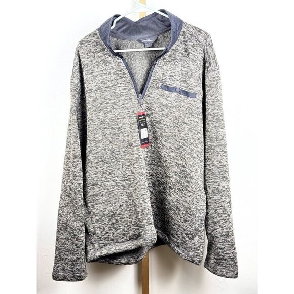 NWT Eddie Bauer Sweater Fleece Half-Zip Grey MSRP $60 Loose Fit - Picture 1 of 6